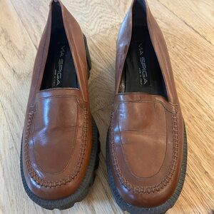 Via Spiga Brown Leather Loafers